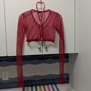 Dollskill ClubExx Fishnet long sleeve top with choker